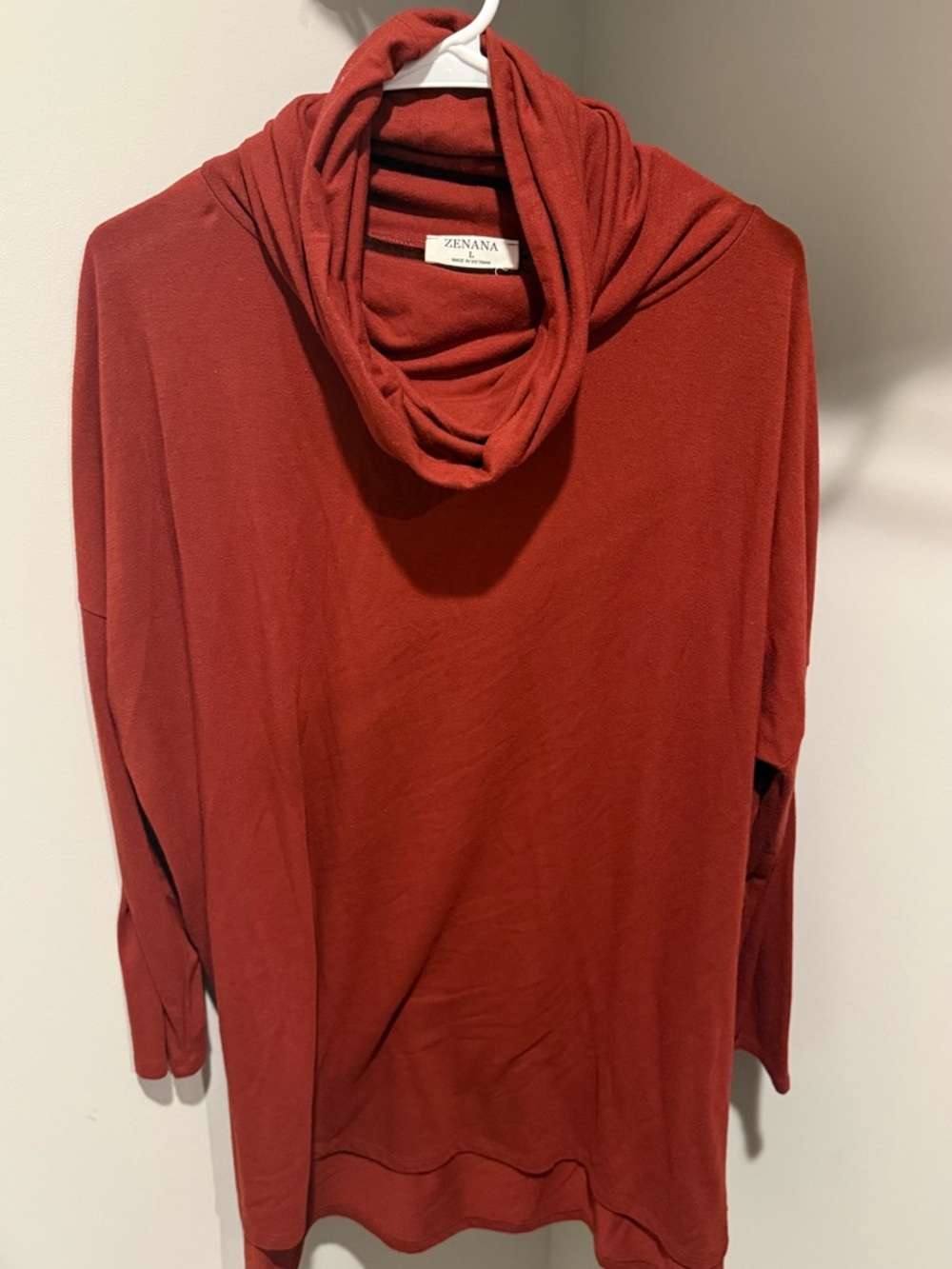Zenana Outfitters Rust Cowl Neck Women's Sweater